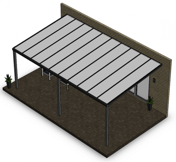 Überdachung mit VSG 8,76 mm matt, 7 x 4 m